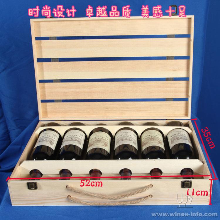 厂家直销 六支装拉菲木箱 6支装红酒酒箱 葡萄